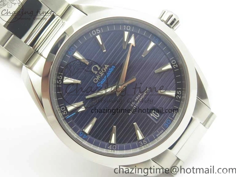 0130 Aqua Terra 150M Master Chronometers VSF 1:1 Best Edition Deep Blue Dial Silver Hand on SS Bracelet A8900 Super Clone HighPerformance 8013